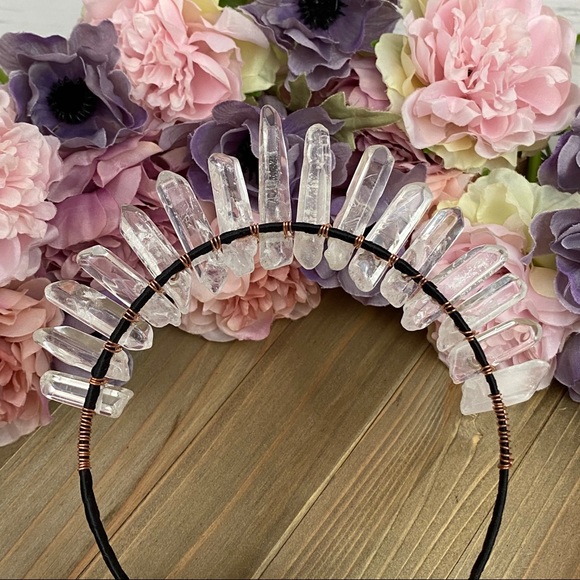 Clear Raw Healing Quartz Headband Tiara - Picture 14 of 16
